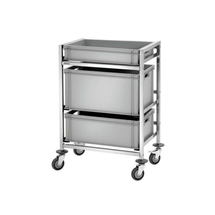 Transportwagen Bartscher, CNS, 72(b)x96,5(h)x50(d)cm, voor Euronorm-kratten E1, E2, E3 