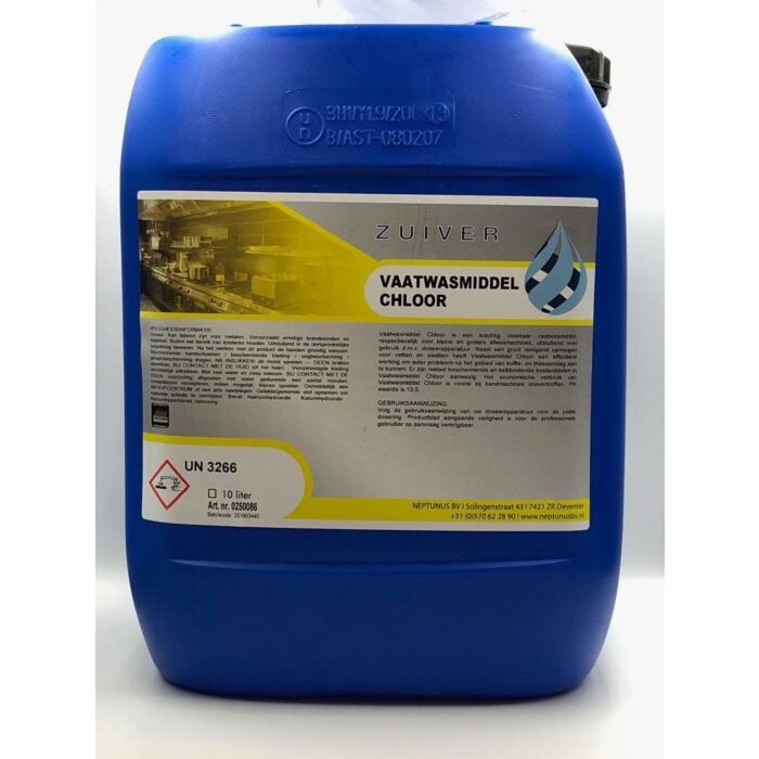 Zuiver vaatwasmiddel chloor 10ltr can, voordeelverpakking