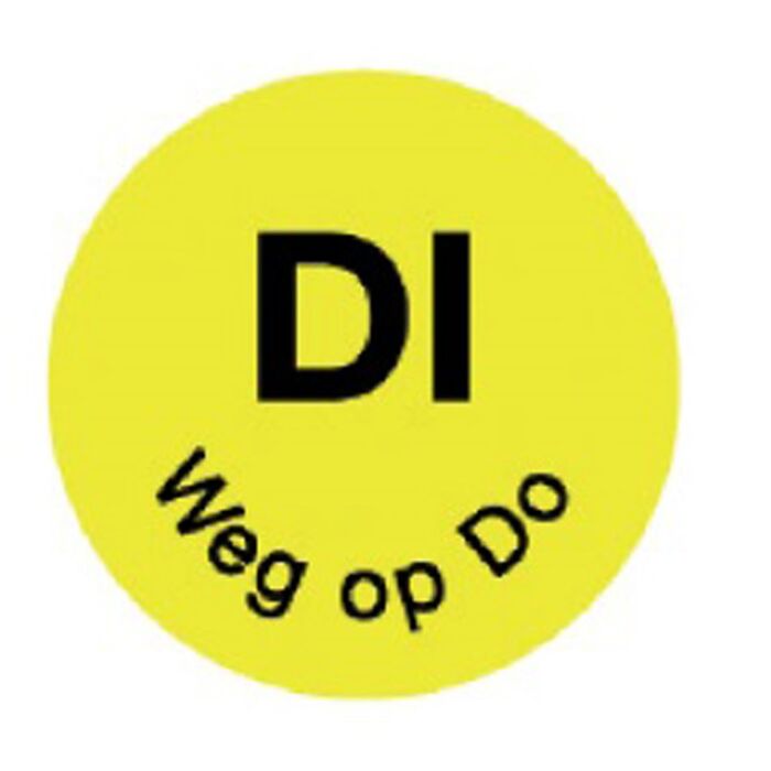 Perm. sticker 'di weg op do' 19 mm 1000/rol, doos van 12 stuks