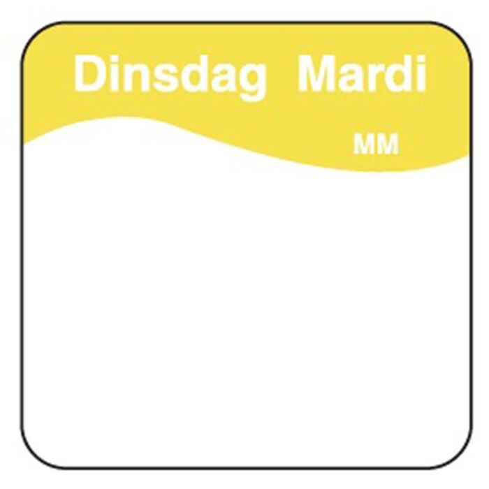 Makk. verwijderbare sticker dinsdag 25 mm 1000/rol, doos van 12 stuks