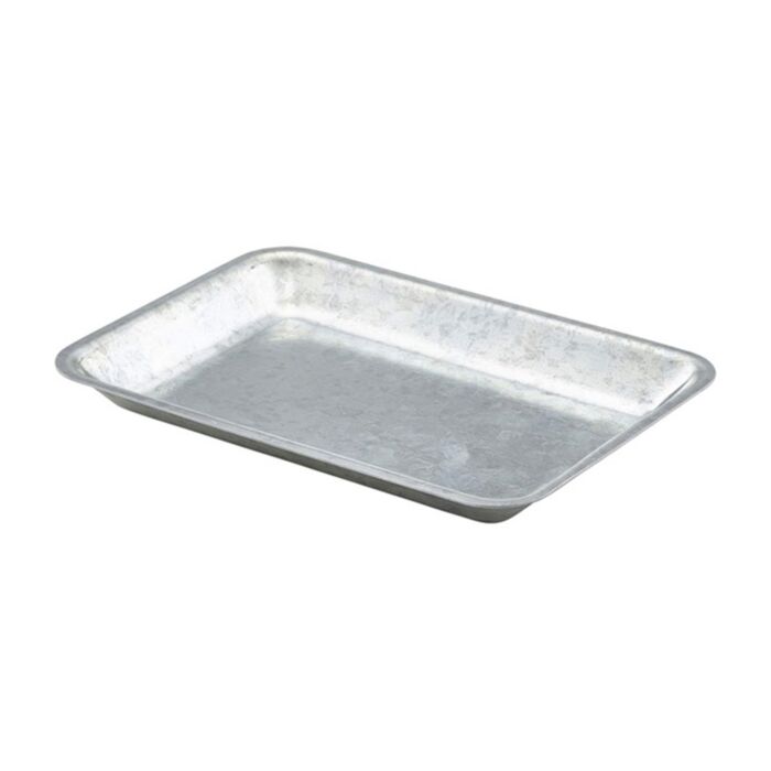 Gegalvanis. stalen serveerschaal rechth. 20 x 14cm, doos van 1 stuks