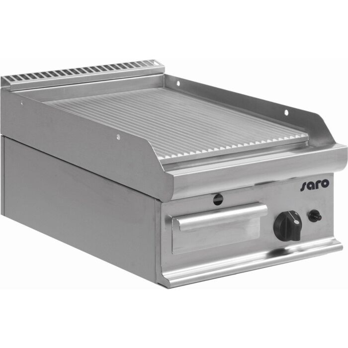 Bakplaat Saro, gas, geribd, PO, tafelmodel, 40(b)x27(h)x70(d), 6kW