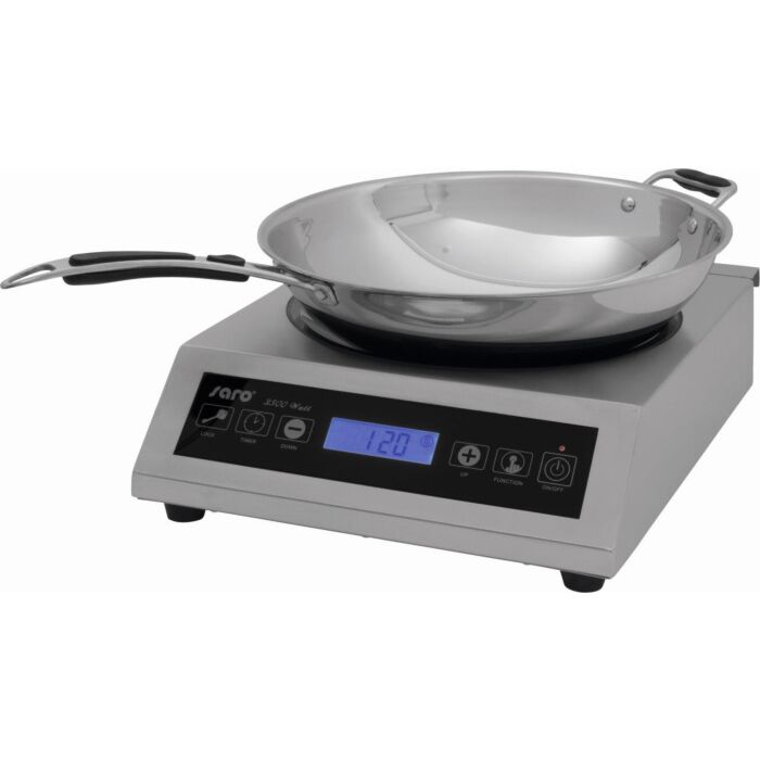Saro inductie wok kookplaat digitaal incl. wokpan, 34x44.5x12cm