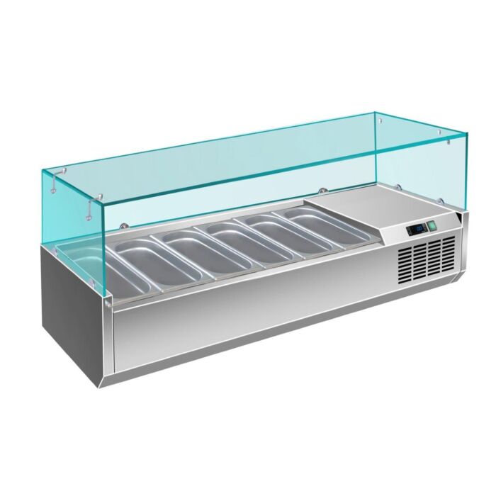 Opzetkoelvitrine Saro, 5x1/3 + 1x 1/2GN, 140 cm (B), 230V/150W