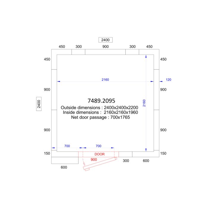 Koelcel Combisteel compleet met koelmotor 74920010, 240x240x220(H)cm, 230V/1160W, K7489.2095 + 7492.0010