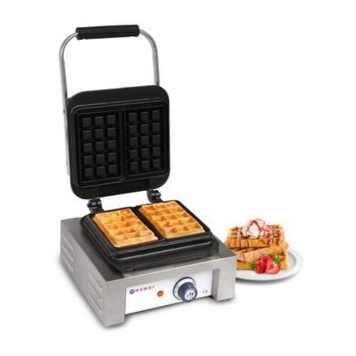 Wafelmaker Dubbel - met Anti Baklaag - voor Luikse Wafels - 480x320x(H)226 mm - 1500W Hendi