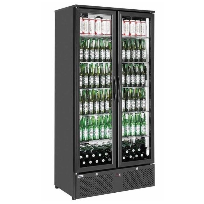 Hoge Barkoelkast Dubbele Glazen Deur, 458 Liter, Gehard Glas, 900x545x(H)1820mm Hendi