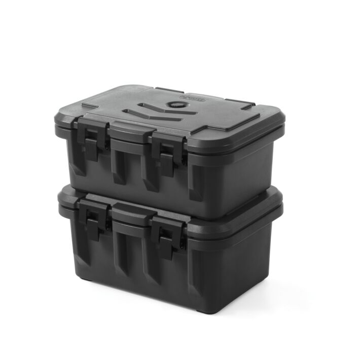 Hendi Thermo catering container GN 1/1, bovenlader, HDPE (Hoge dichtheid Polyethyleen), Zwart, 46(b)x63(d)x30,5(h)cm, 877852