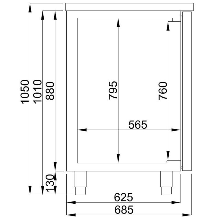 BIERKOELER COMBISTEEL, 3 DEUREN 1R, 210(B)x70(D)x96(H)cm, 230V/360W