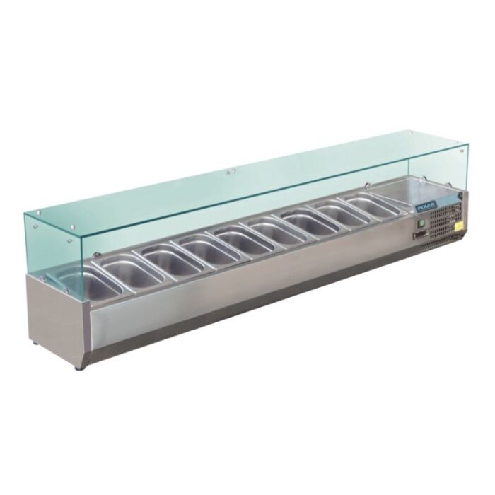 Opzetkoelvitrine Polar, 9x1/3GN, 200 cm(b), 230V/450W