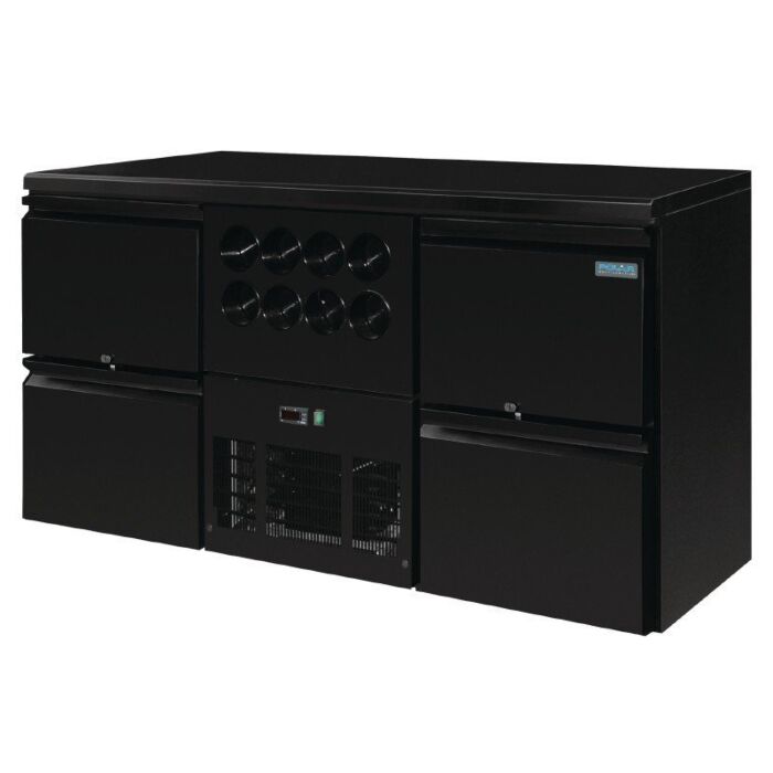 Koelwerkbank Polar, 4 laden en flessennest, 167(b)x86(h)x57(d), 230V/280W