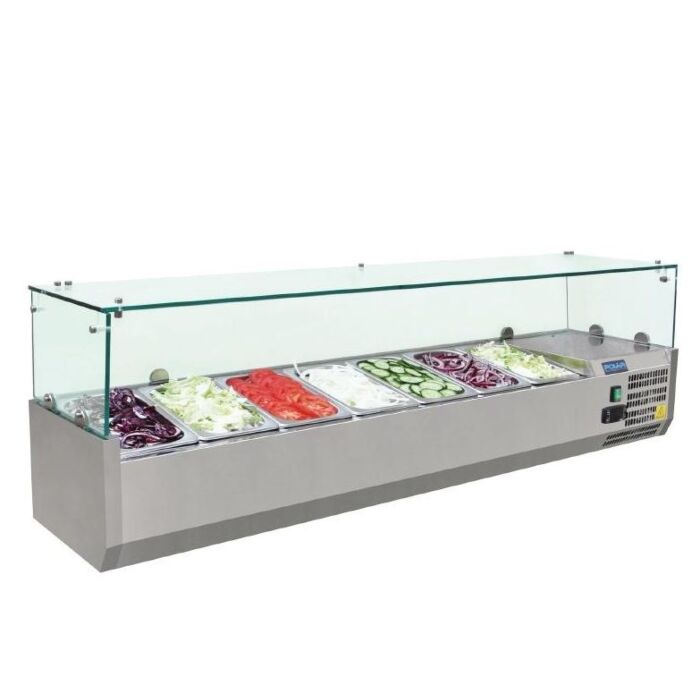 Opzetkoelvitrine Polar, 7x1/4 GN, RVS, 150(b)x44(h)x33(d), 230V/150W