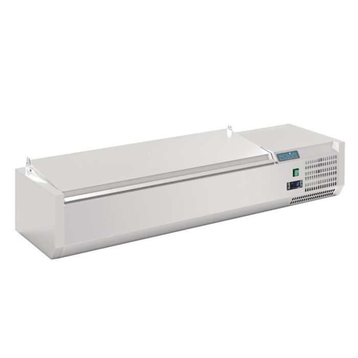 Polar G-serie opzetkoelvitrine met deksel 5x GN 1/4, 120(b)x33x(d)43,5(h)cm, 230V/110W