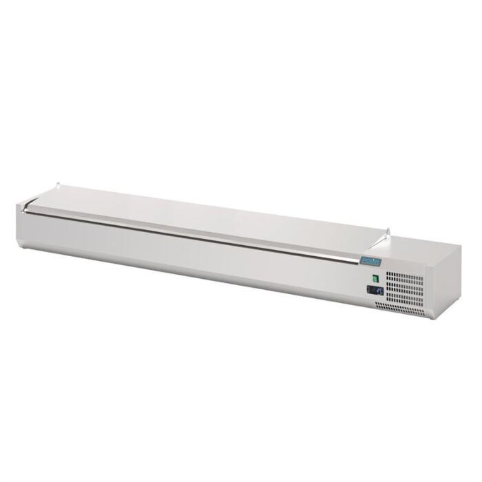 Polar G-serie opzetkoelvitrine met deksel 10x GN 1/4, 200(b)x33x(d)43,5(h)cm, 230V/122W