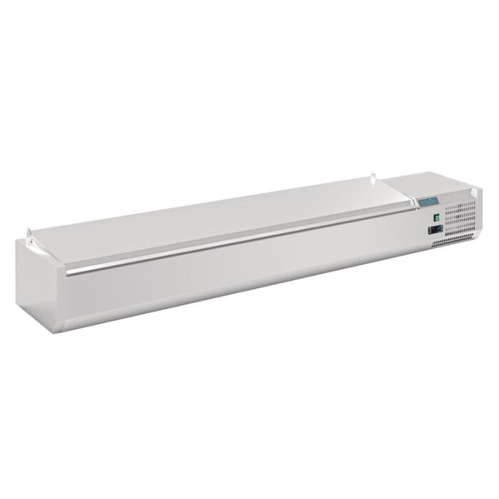 Polar G-serie opzetkoelvitrine met deksel 10x GN 1/4, 200(b)x33x(d)43,5(h)cm, 230V/122W