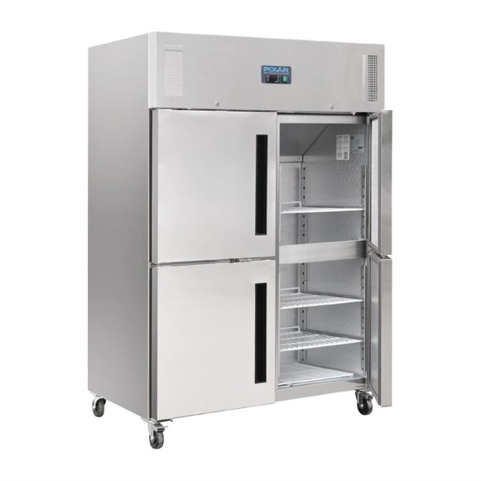 Polar G-serie Gastro 2-deurs vriezer met gedeelde deuren 1200L, 201(h) x 134(b) x 80(d)cm, 230V