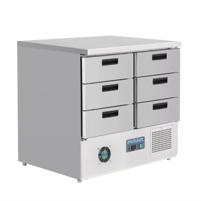 Polar G-serie koelwerkbank met 6 lades 240L, 88(h) x 90,3(b) x 70(d)cm, 230V