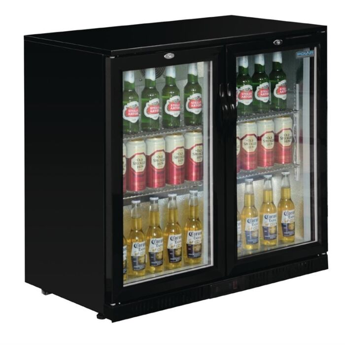 Polar G-serie 2-deurs barkoeling met klapdeuren zwart 208L, 90(h) x 90(b) x 52(d)cm, 230V/230W