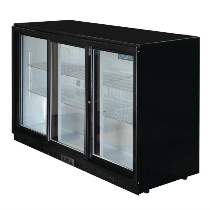 Polar G-serie 3-deurs barkoeling met schuifdeuren zwart 330L, 90(h) x 135(b) x 52(d)cm, 230V/350W