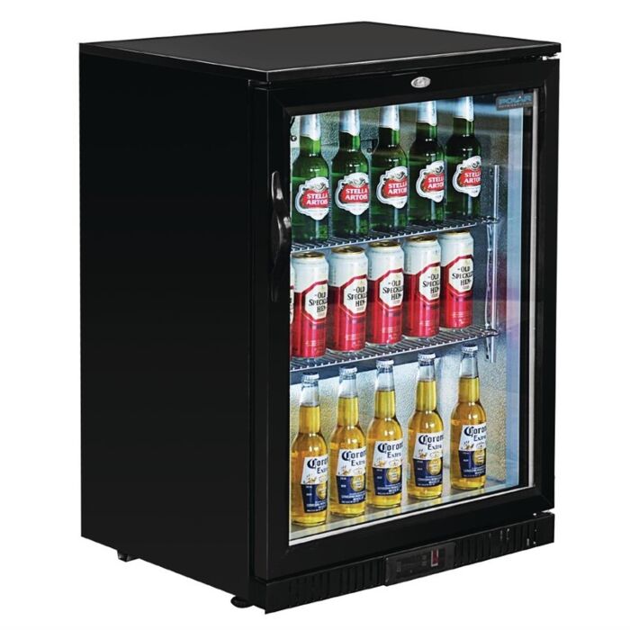 Polar G-serie laag model gekoelde bardisplay met klapdeur zwart 128L, 85(h) x 60(b) x 52(d)cm, 230V/180