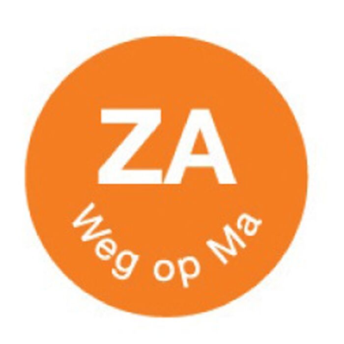 Perm. sticker 'za weg op ma' 19 mm 1000/rol, doos van 12 stuks