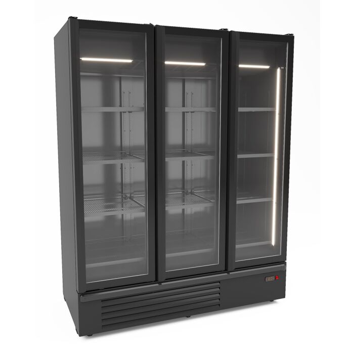 KOELKAST 3 GLASDEUREN ZWART 1555L