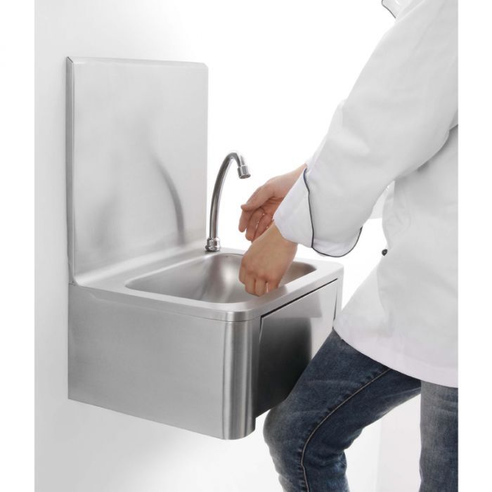 HANDENWASBAK RVS MET KNIEBEDIENING