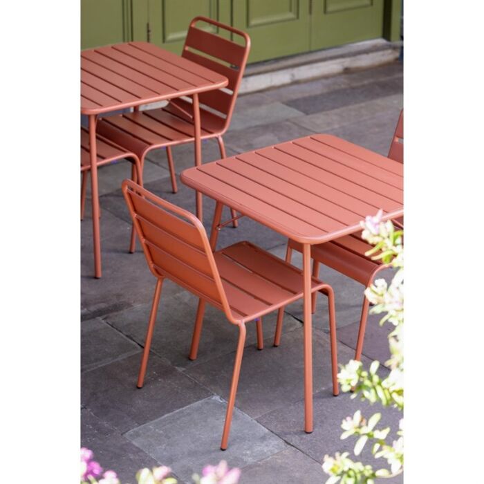 Bolero terracotta gelateerde stalen zijstoelen (4 stuks)