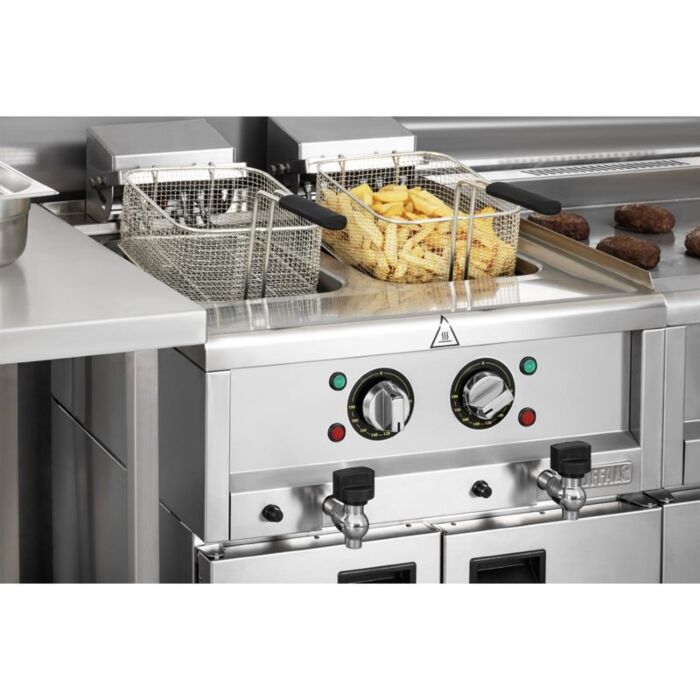 Buffalo 600-Serie Elektrische Friteuse Met Dubbele Tank, 2 x 8 Liter