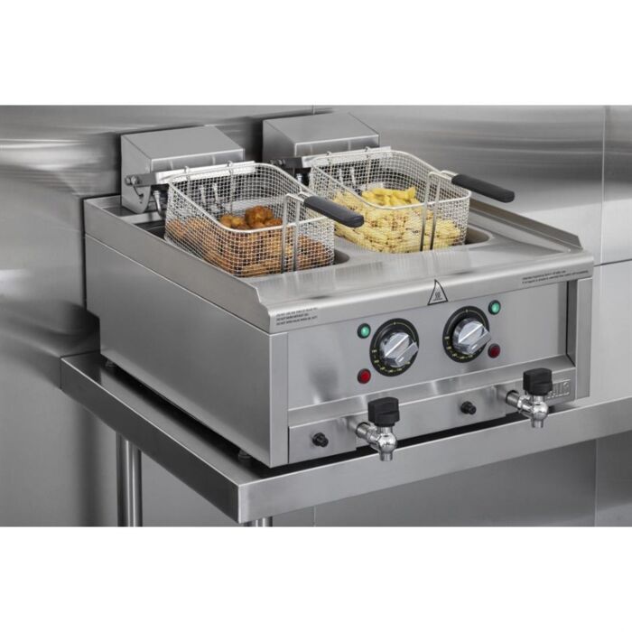 Buffalo 600-Serie Elektrische Friteuse Met Dubbele Tank, 2 x 8 Liter