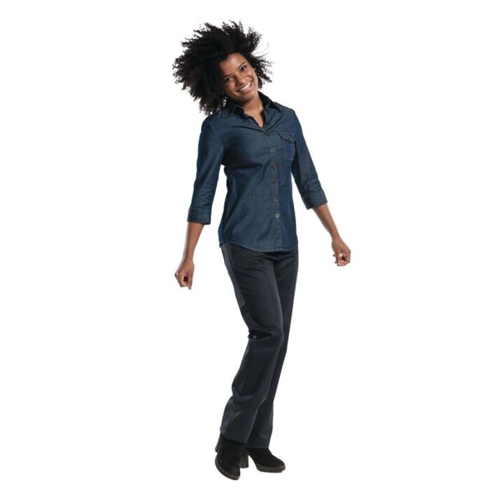 Chaud Devant Blue Denim Stretch dames blouse 3kwart mouw XS