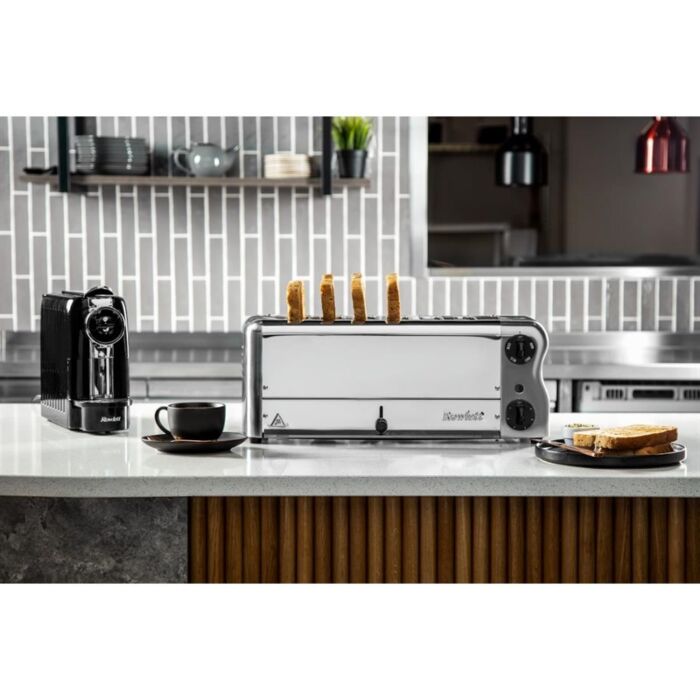 Rowlett Esprit broodrooster 6 sleuven chroom - 2 reserve-elementen en 2 tostihouders