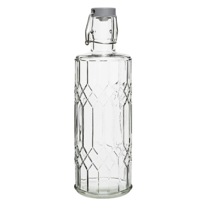 Olympia geo glazen waterfles met stop 1 liter (6 stuks)