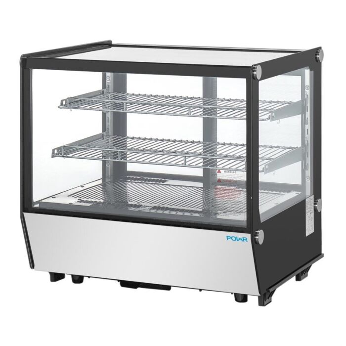 Polar G-Series Aanrecht Model Display Koelkast Zwart Vierkant Glas 120Ltr