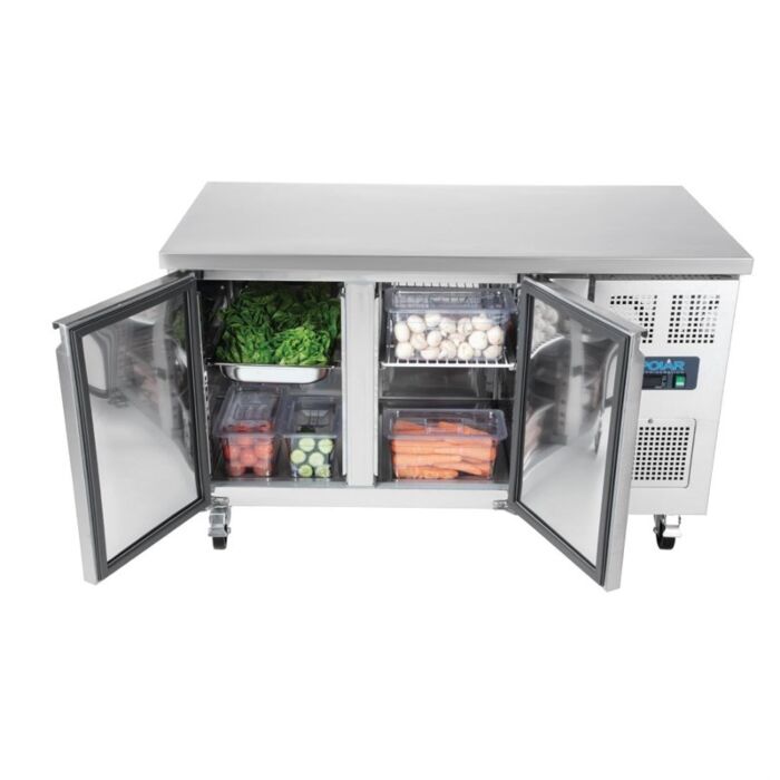 Polar U-Serie Dubbeldeurs Counter Koelkast 282Ltr