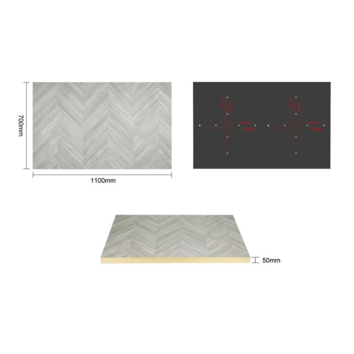 Bolero Rechthoekig Tafelblad Chevron-Ontwerp 1100 mm x 700 Mm