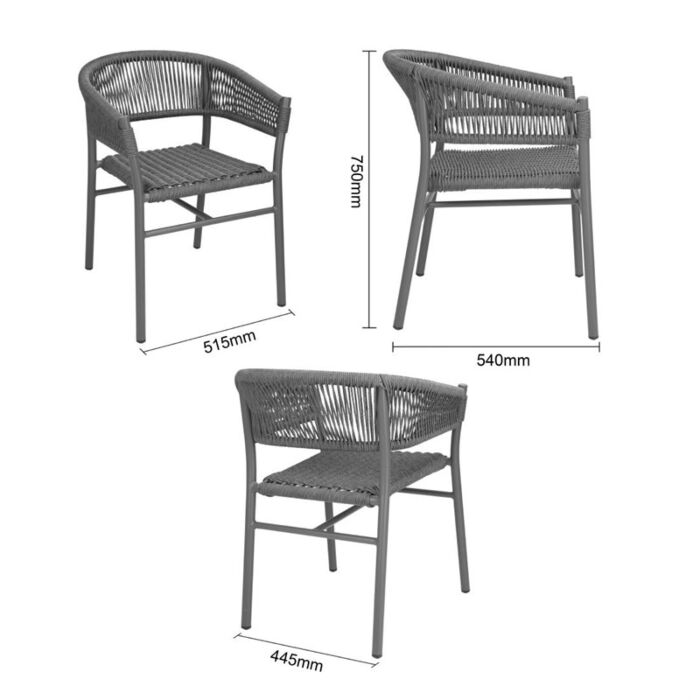 Bolero Florence Grijze Mix Touw Twist Rieten Stoelen (Pak Van 2)