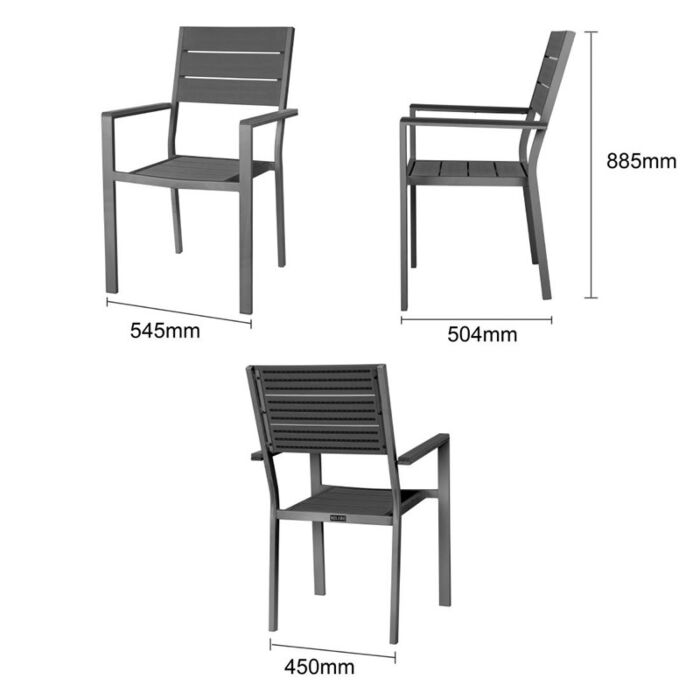 Bolero Valletta Grijze Stoelen Met Armleuningen (4 Pack)