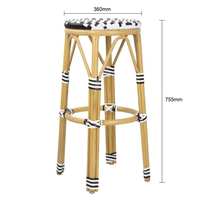 Bolero Parijse Stijl PE Rieten Barkrukken Zwart (2 Pack)
