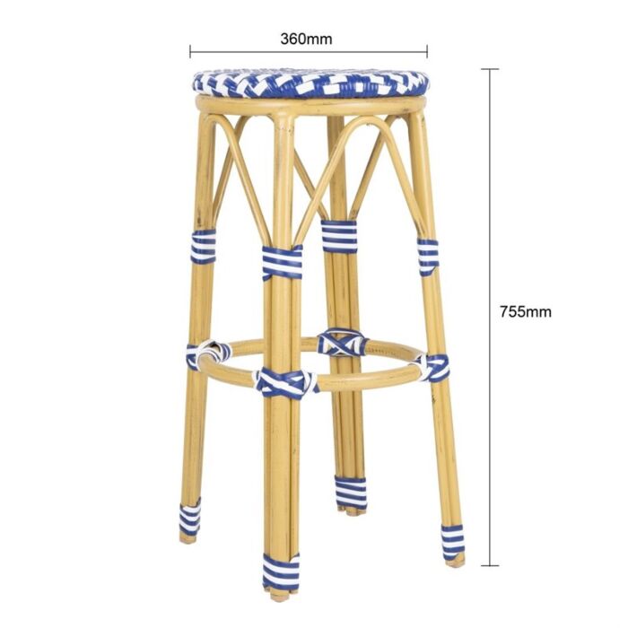 Bolero Parijse Stijl PE Rattan Barkrukken Blauw (2 Pack)