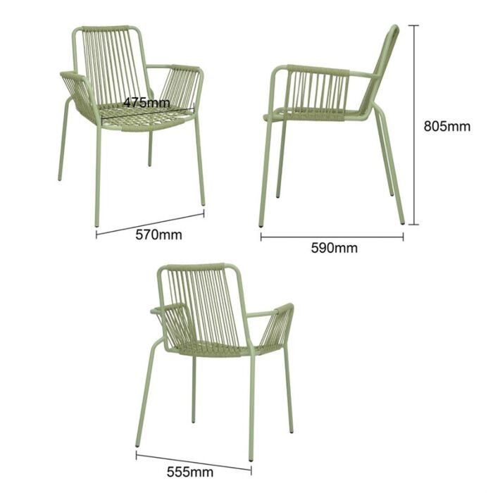 Bolero Melbourne Armstoelen Lichtgroen (4 stuks)