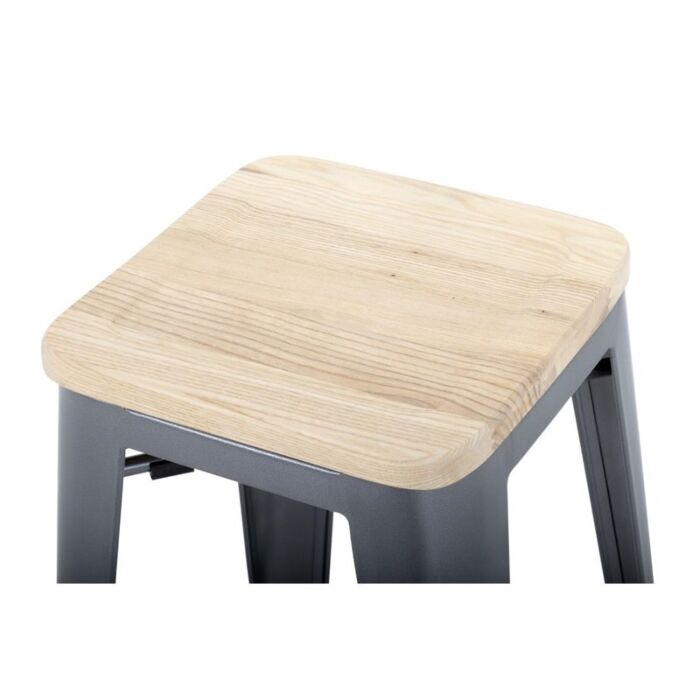 Bolero Bistro stalen barkruk met houten zitting - grijs (4 stuks)