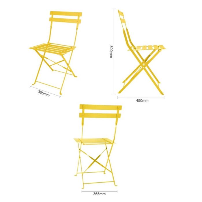 Bolero Perth zachtgele trottoirstijl stalen inklapbare stoelen (2stuks)