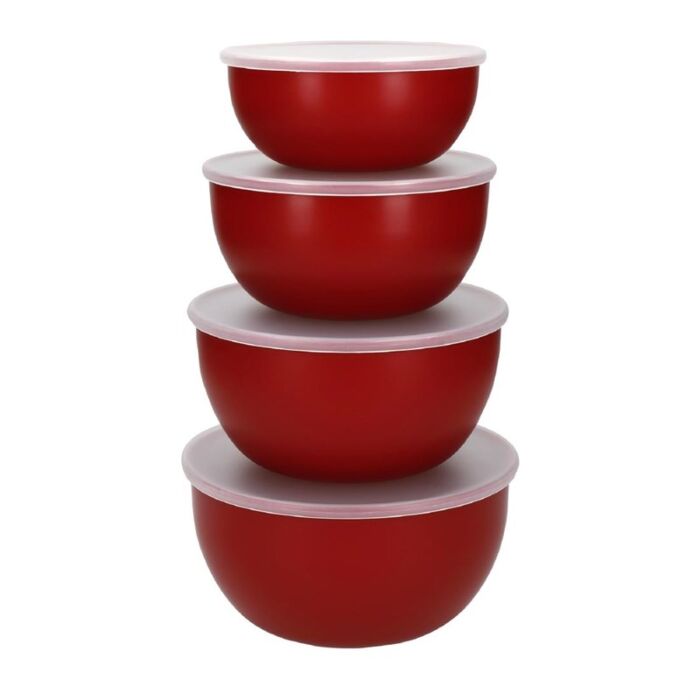 Kitchenaid Voorbereidingskommen Met Deksel Empire Rood (Set Van 4)