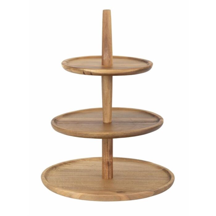 Olympia acaciahouten etagère 305(Ø) x 395(H)mm