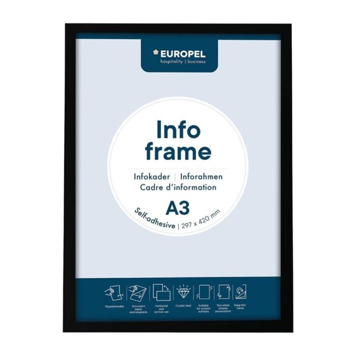 Europel Info Kader / Zelfklevende Set 2 Stuks A3 Zwart