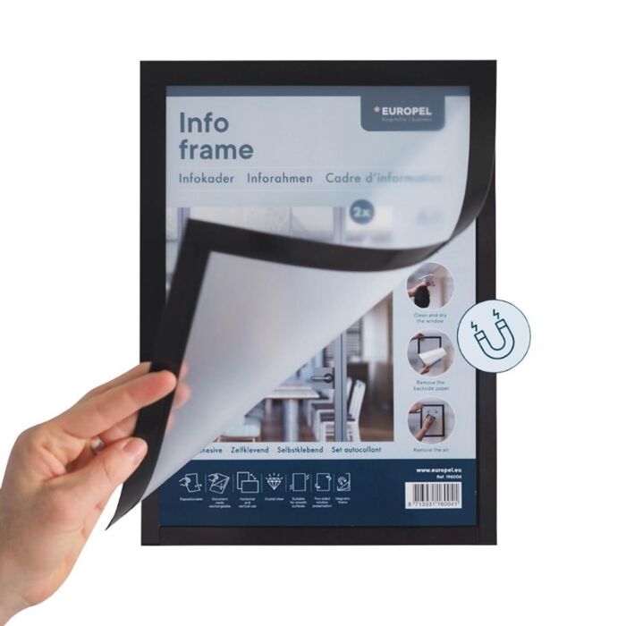 Europel Info Kader / Zelfklevende Set 2 Stuks A3 Zwart