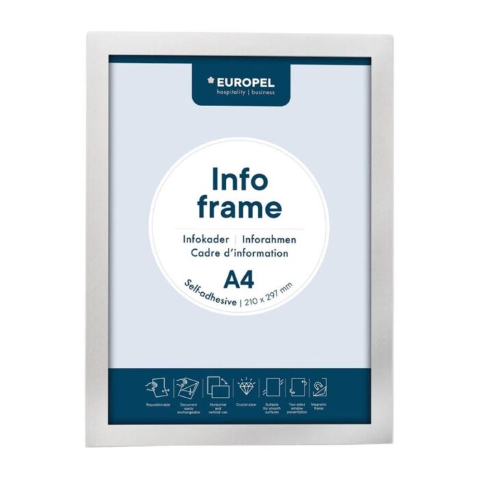 Europel Info Frame / Zelfklevende Set 2 Stuks A4 Zilver