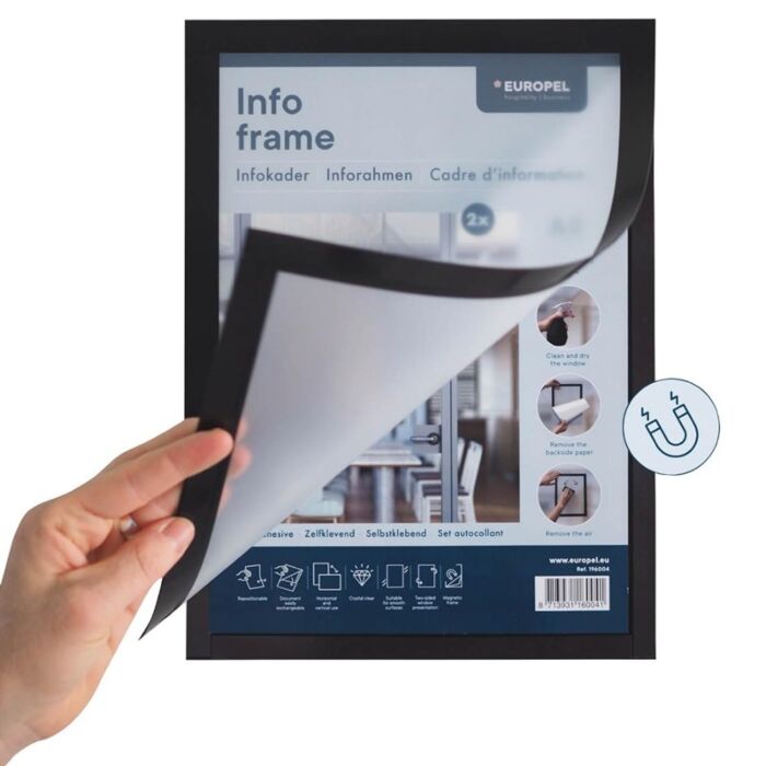 Europel Infokader / Zelfklevende Set 2 Stuks A5 Zilver
