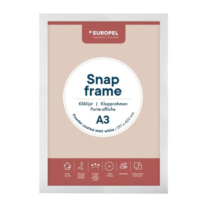 Europel Snap Frame A3 25mm Mat Wit